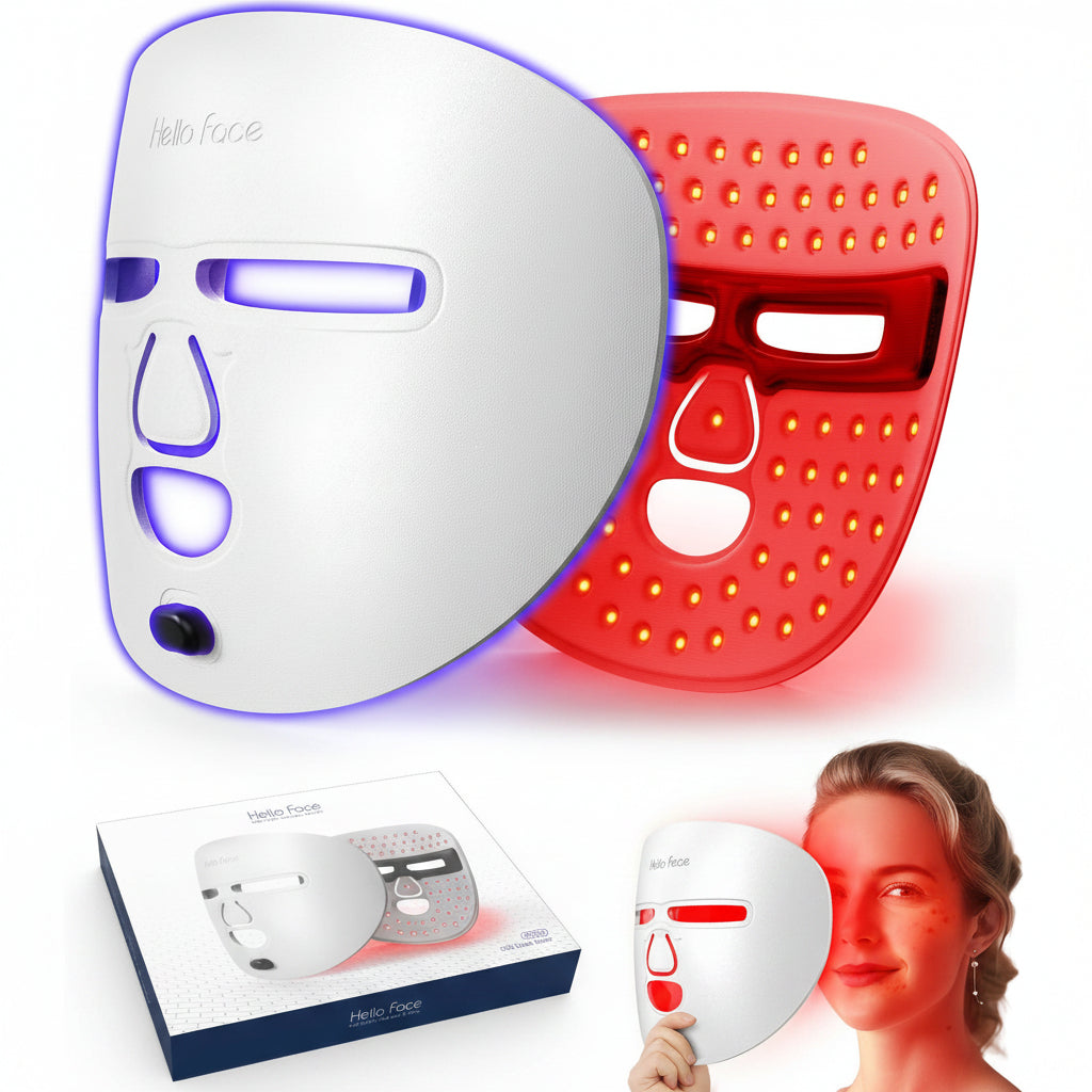 RIFRIA LED Face Mask for Facial Care – Red Light Therapy Mask for Face, Home & Travel